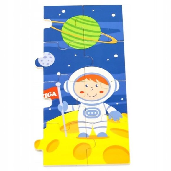VIGA 24 Pcs Flat Wooden Puzzle w/Tray -Space Travel New Sealed For Age 2+ - Picture 4 of 15